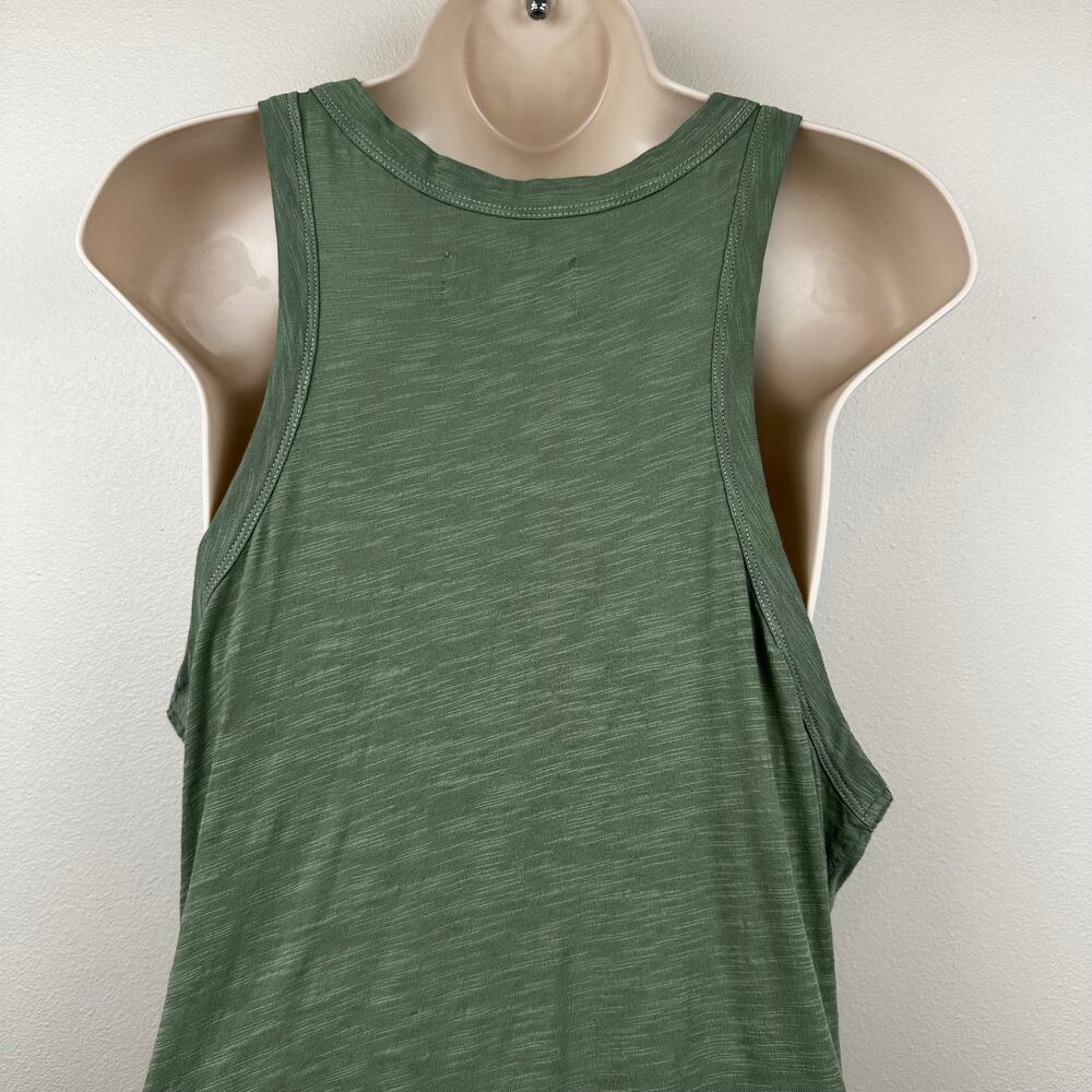The Normal Brand Dress Slub Knit Tulip Sleeveless Rouching Fern Green L Beachy - Picture 8 of 12